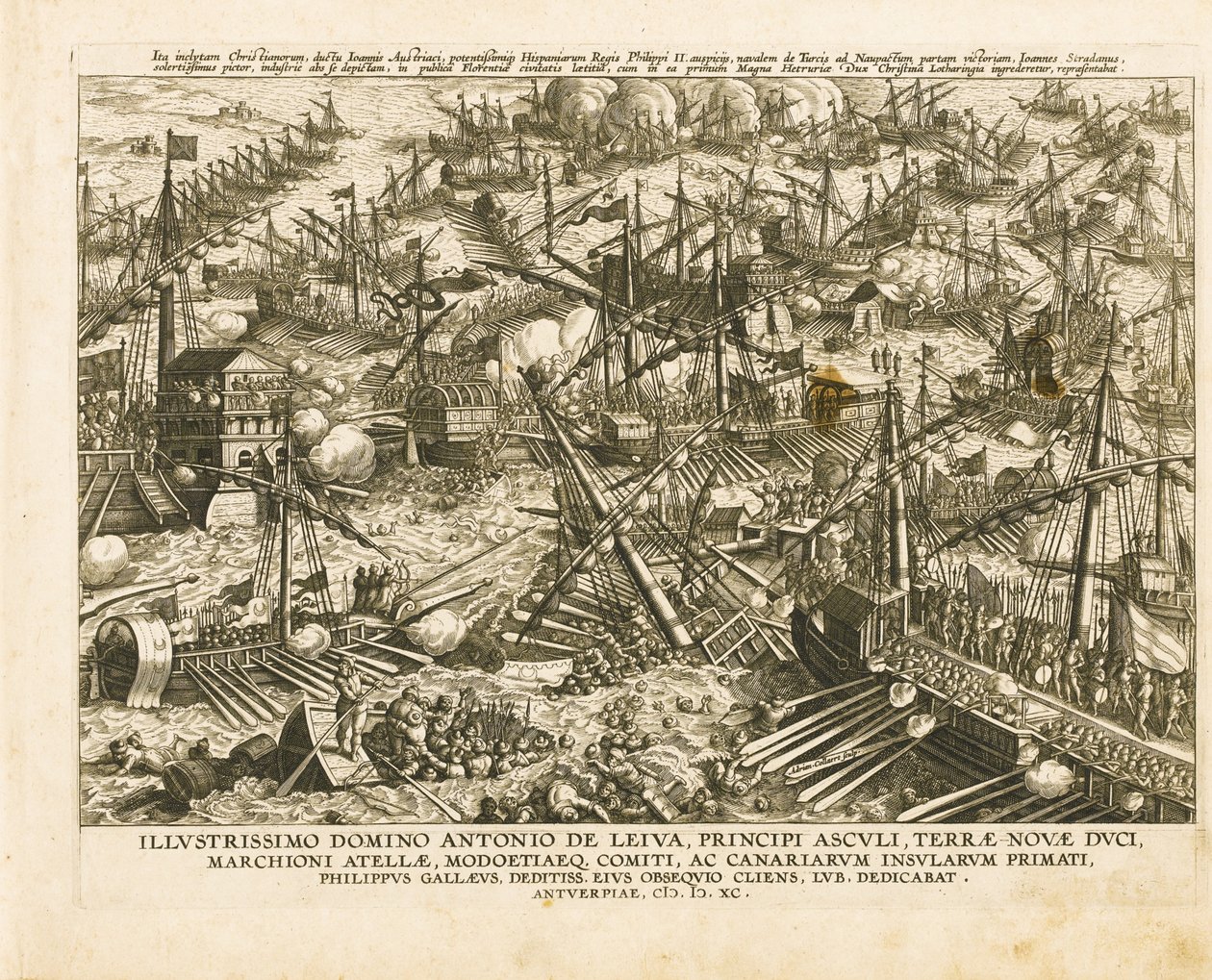 A Batalha de Lepanto em 7 de outubro de 1571, ca 1578 de Stradanus