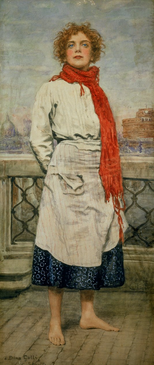 Pintura de Carlo Stratta, representando Dina Galli em Scampolo, uma produção teatral de Dario Niccodemi de Stratta; Carlo Stratta; Carlo