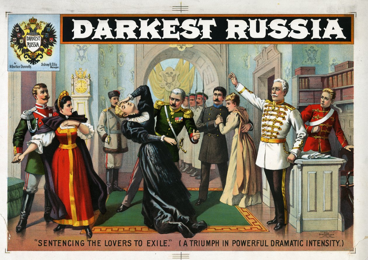 A Rússia Mais Negra, Condenando os amantes ao exílio, 1894 (litografia) de Strobridge Lithographing Company
