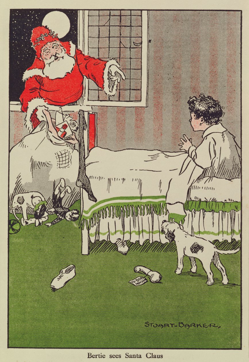 Bertie vê o Pai Natal, ilustração de livros de Stuart Barker