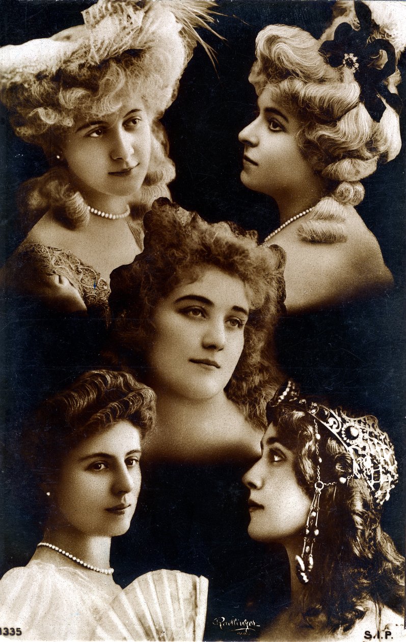 Eterno feminino, mosaico de retratos de mulheres jovens, c.1900 (foto) de Studio Reutlinger
