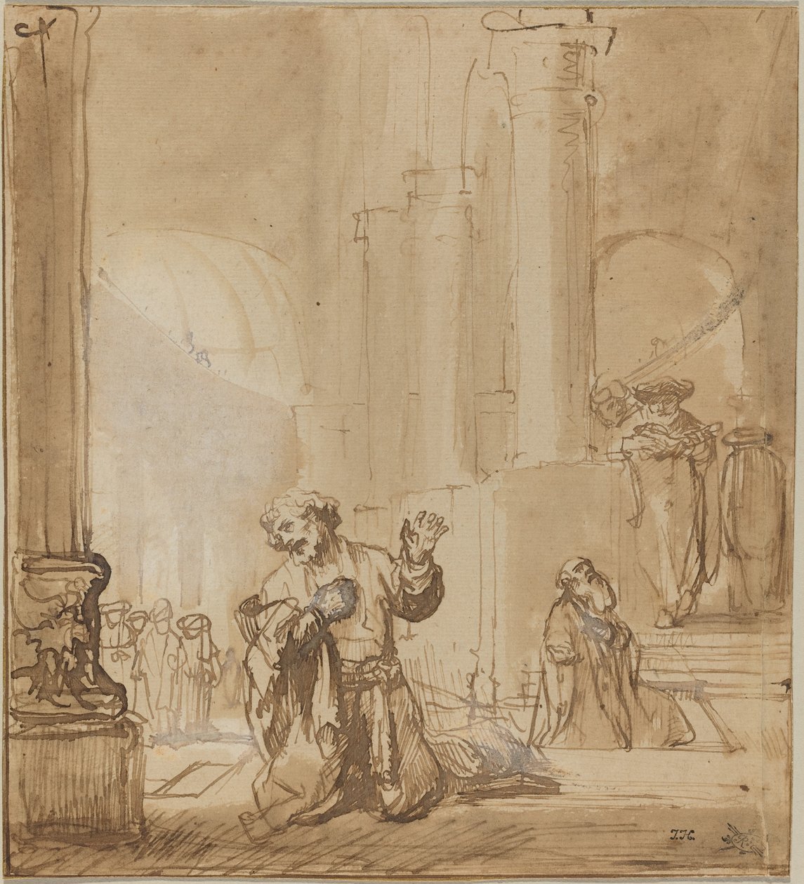 A Parábola do Publicano e do Fariseu de Studio of Rembrandt van Rijn