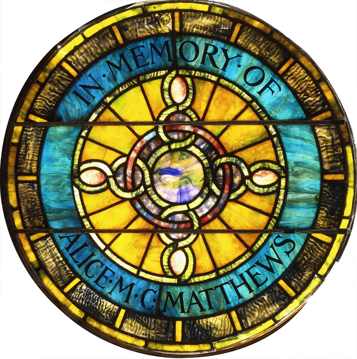 Uma janela circular de vidro com chumbo da Tiffany Studios (vidro com chumbo) de Studios Tiffany