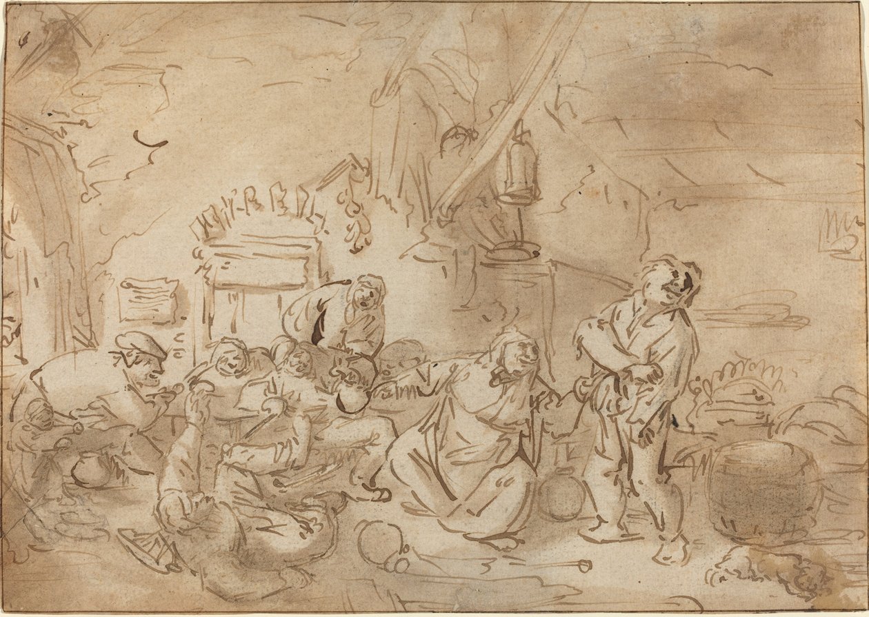 Briga em uma pousada de Style of Adriaen van Ostade