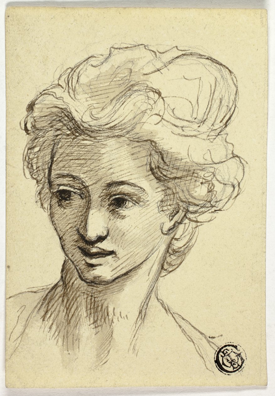 Cabeça de mulher, virando à esquerda de Style of Angelica Kauffmann
