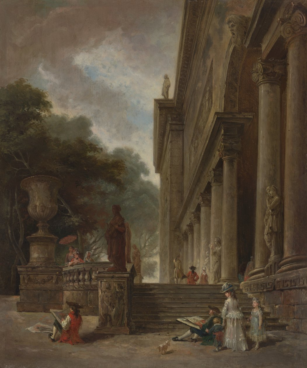 Colunata e Jardins do Palácio dos Médicis de Style of Hubert Robert