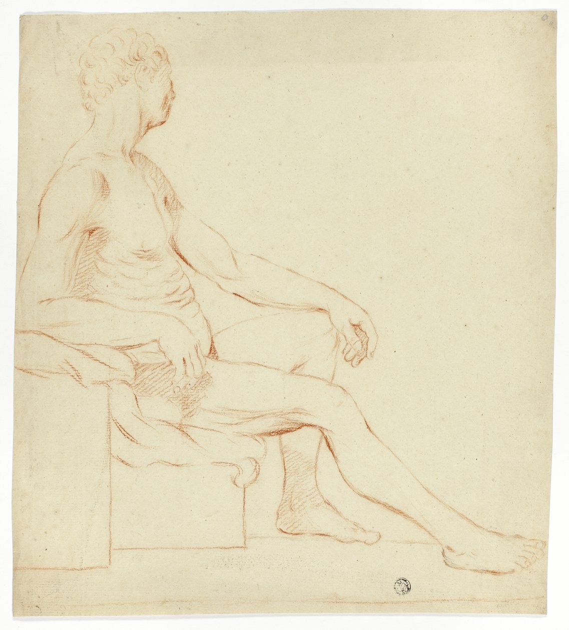 Nu masculino académico sentado de Style of Jacques Louis David