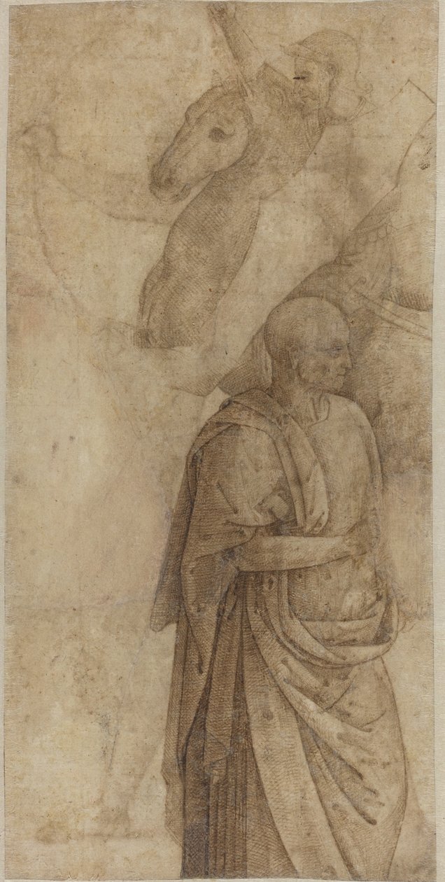 Cavaleiro e Homem Envolto em Pé, depois da Antiguidade [verso] de Style of Pietro Perugino
