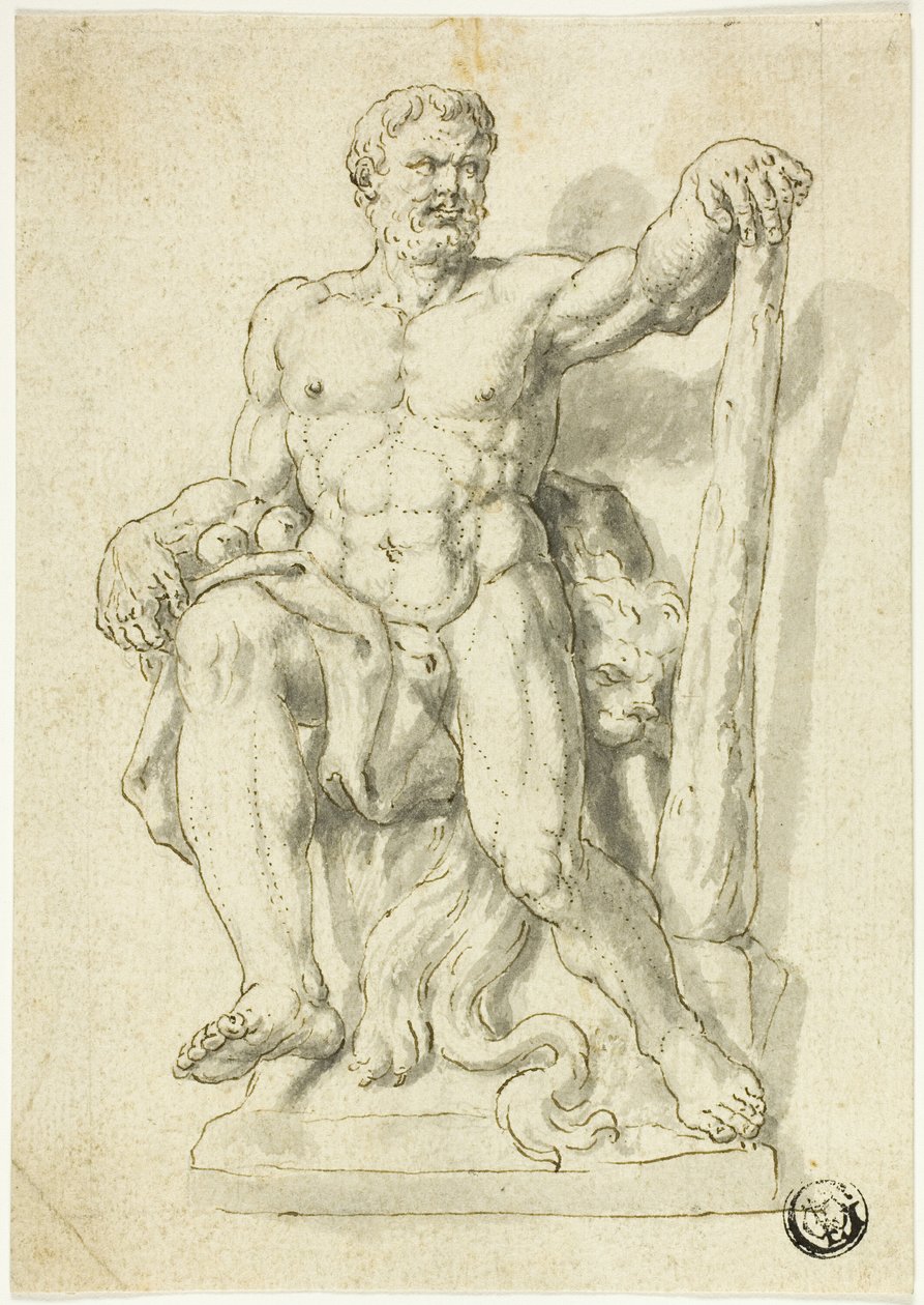 Estátua de Hércules sentado de Style of Raymond de Lafage