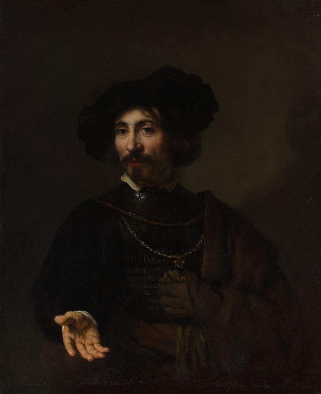 Homem com um Gorget de Aço. de Style of Rembrandt