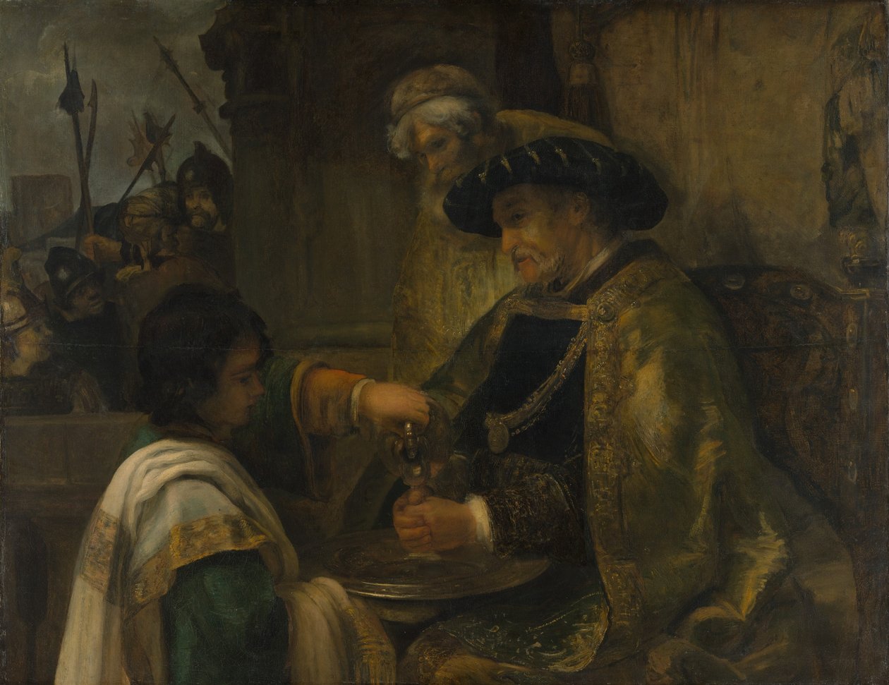 Pilatos lavando as mãos, provavelmente na década de 1660. de Style of Rembrandt