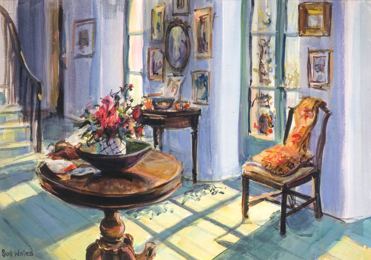 Salão Iluminado de Vanessa, 1995, (guache no cartão) de Sue Wales