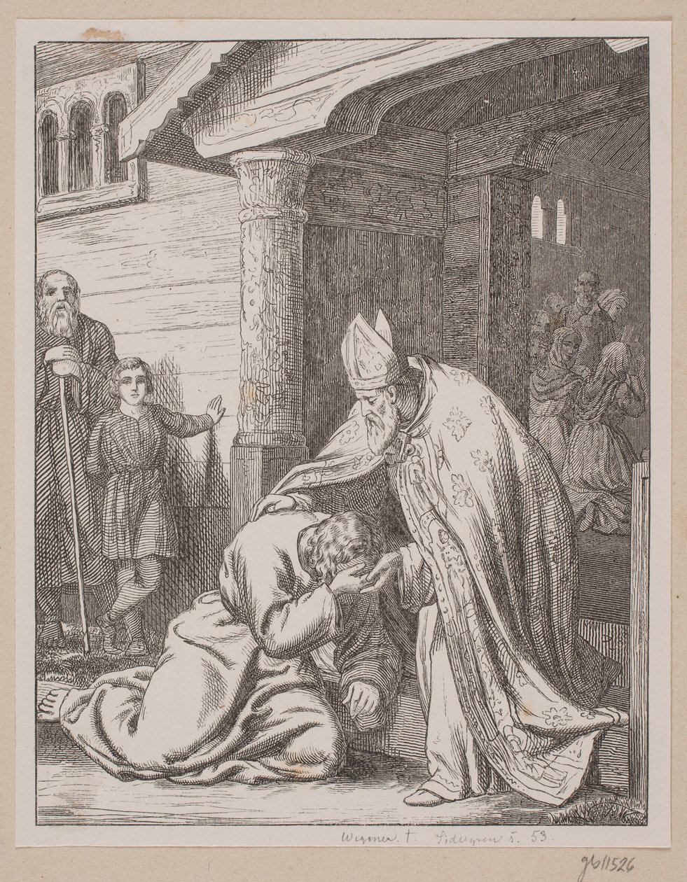 Dom Vilhelm recebe o penitente Svend Estridsen na porta da igreja de Södergren