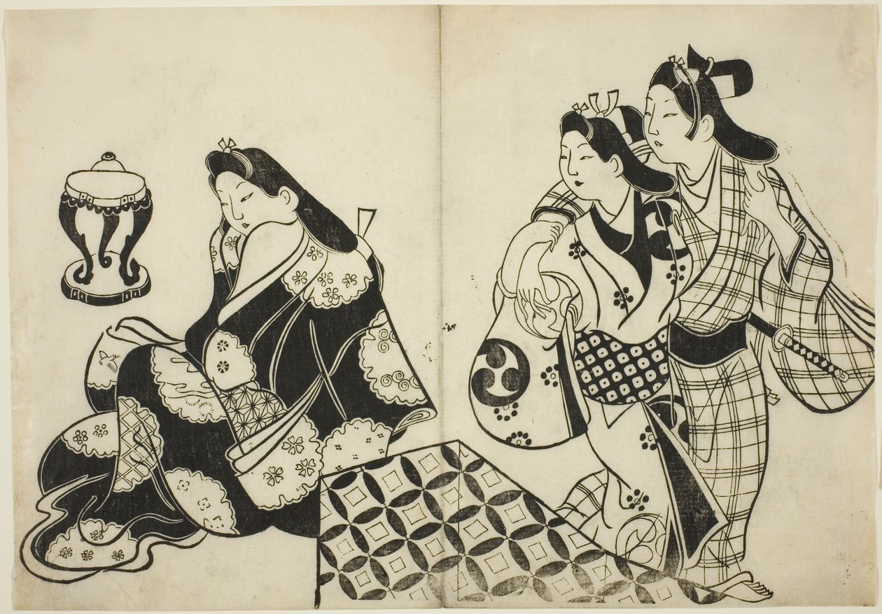 Amantes saindo de um quarto de Sugimura Jihei