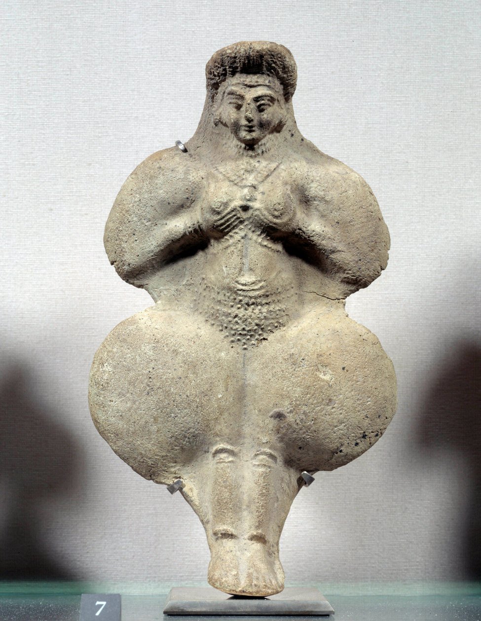 Arte oriental: estatueta terracota de mulher segurando seus seios, provável representação de Ishtar, deusa da fertilidade. De Susa. Irão. Período Elamita. Século 14-12 AC. Sol 0,16 m. Museu do Louvre. de Sumerian Sumerian