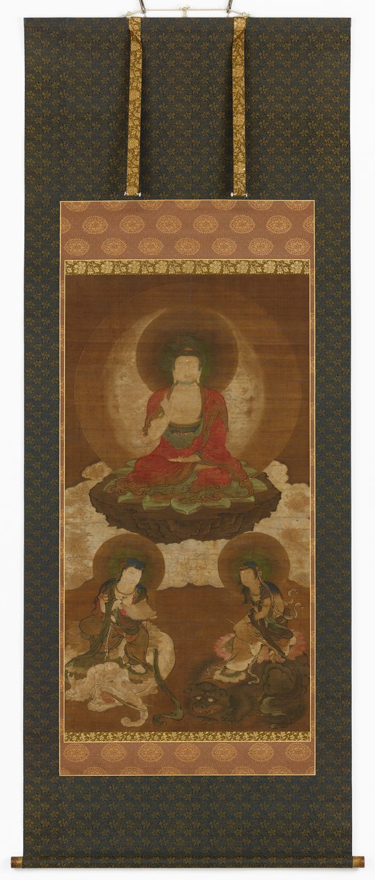 Tríade budista: Sakyamuni, Manjusri e Samantabhadra, período Edo, meados do século XVII e início do século XVIII. de Sumiyoshi Gukei