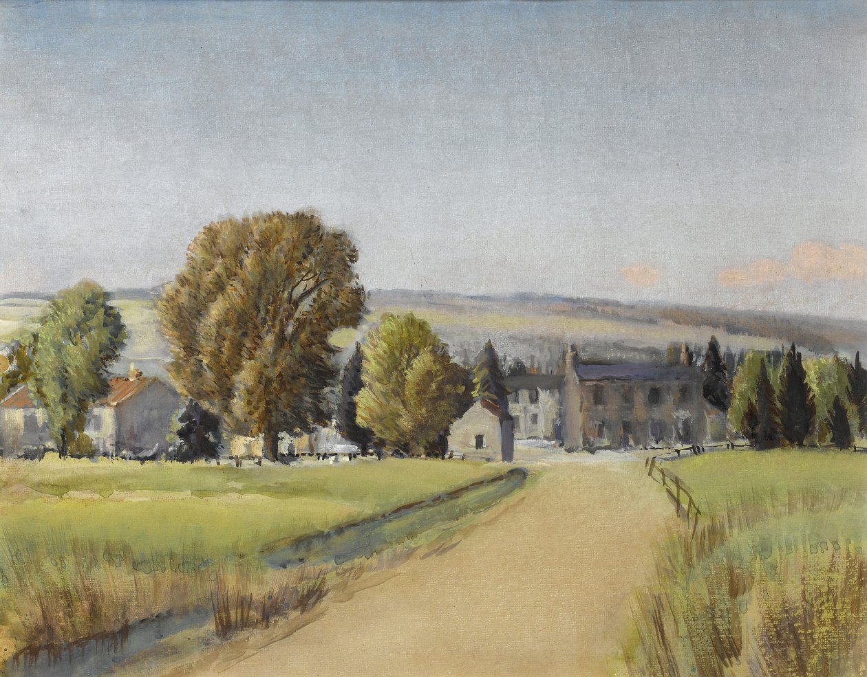 Estrada para a aldeia, c.1900 (gouache em papel) de Sunderland Rollinson