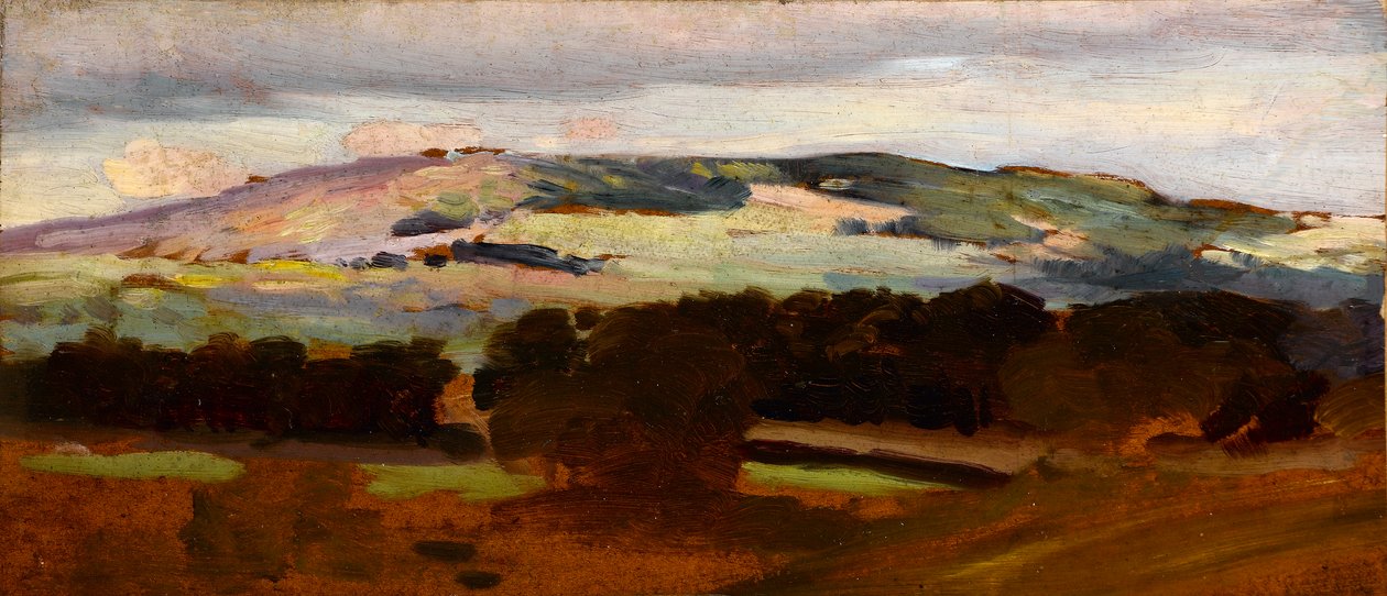 Paisagem com Carvalhos (aguarela sobre papel) de Sunderland Rollison