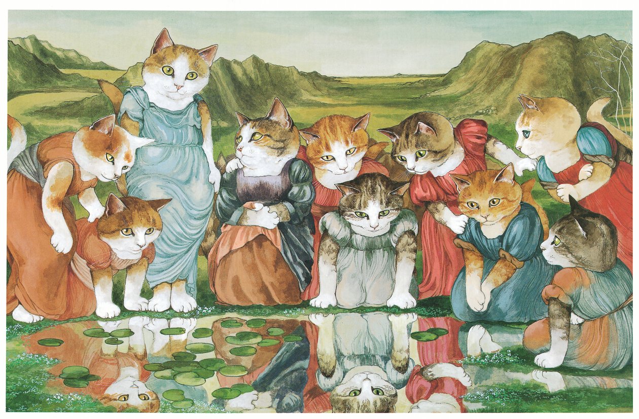 Ilustração de Pre-Raphaelite Cats (pub. 1999) de Susan Herbert