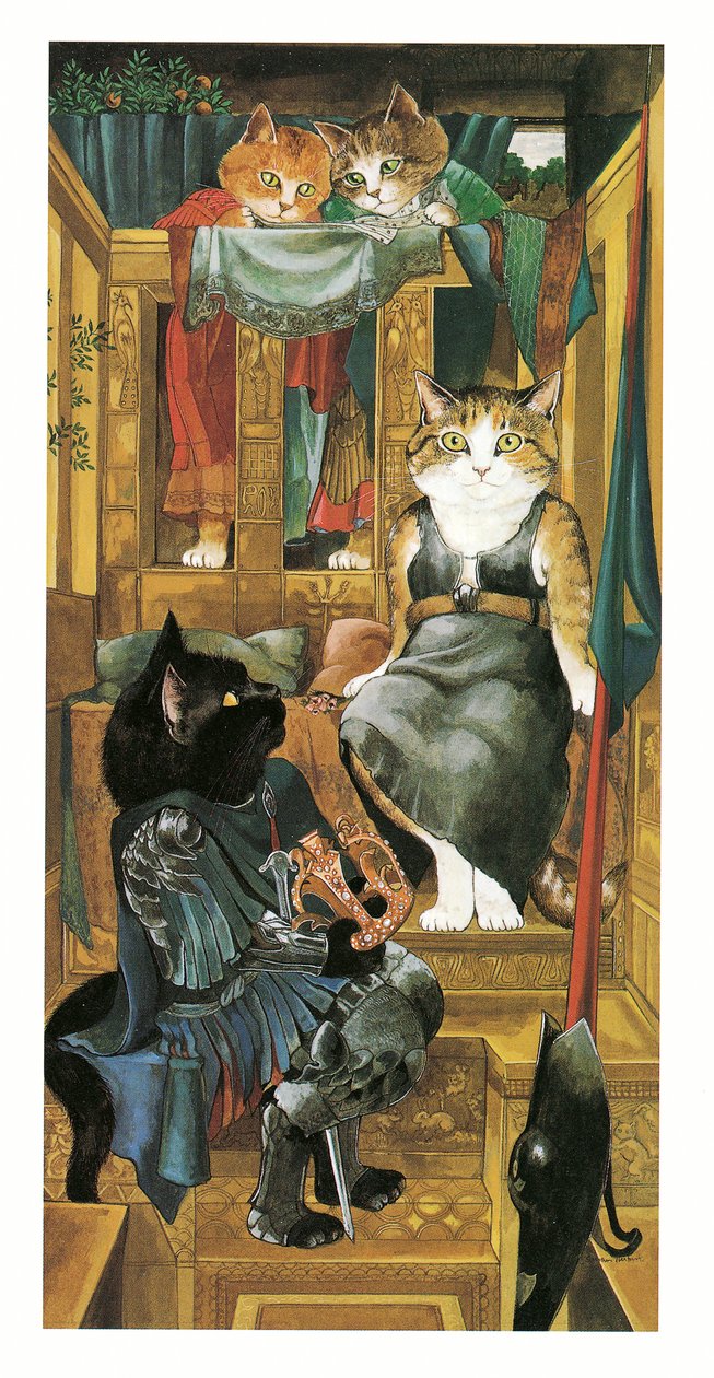 Ilustração de Pre-Raphaelite Cats (pub. 1999) de Susan Herbert