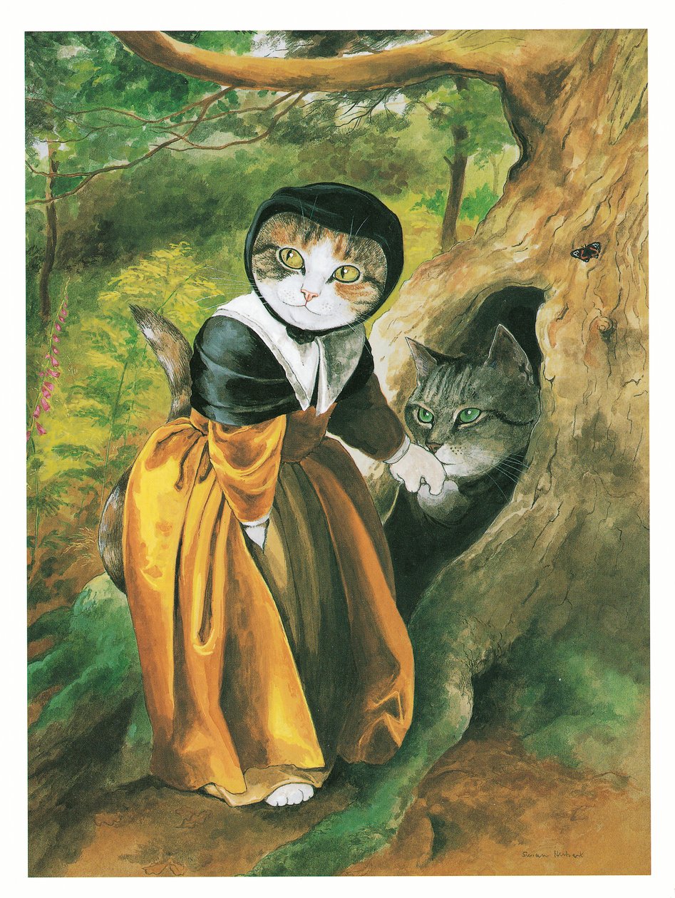 Ilustração de Pre-Raphaelite Cats (pub. 1999) de Susan Herbert