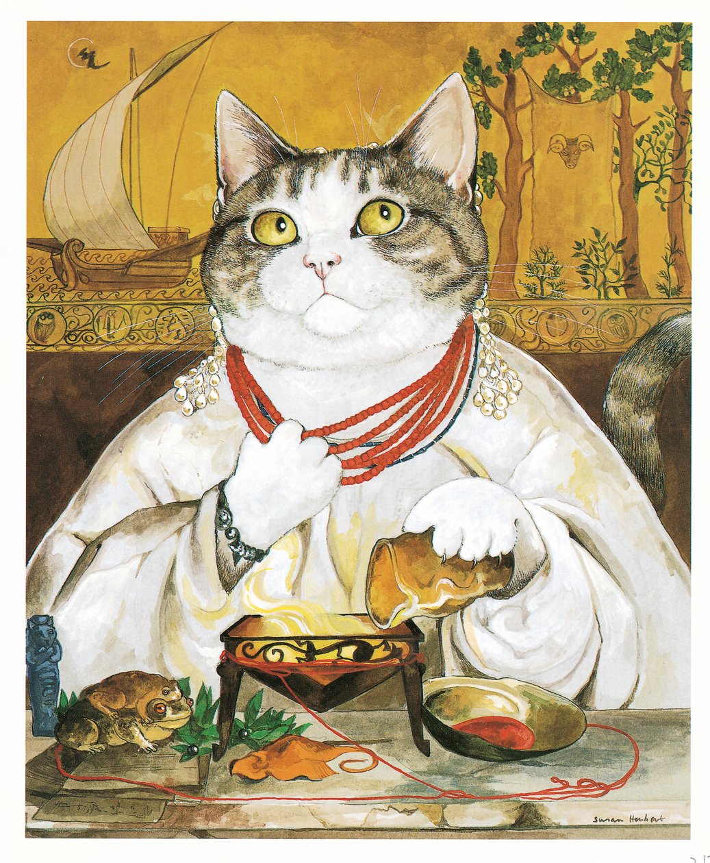 Ilustração de Pre-Raphaelite Cats (pub. 1999) de Susan Herbert