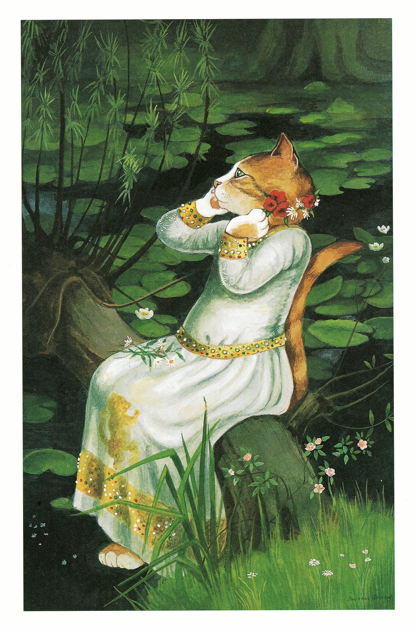 Ilustração de Pre-Raphaelite Cats (pub. 1999) de Susan Herbert