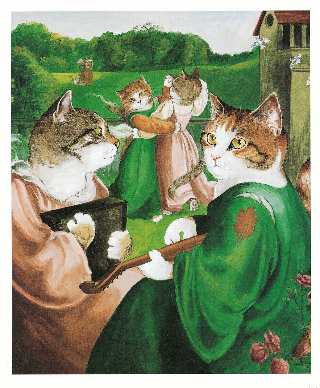 Ilustração de Pre-Raphaelite Cats (pub. 1999) de Susan Herbert
