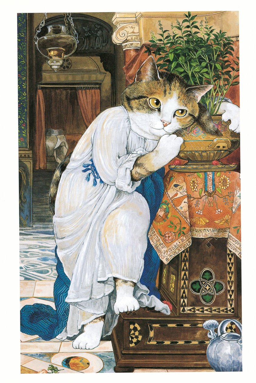 Ilustração de Pre-Raphaelite Cats (pub. 1999) de Susan Herbert