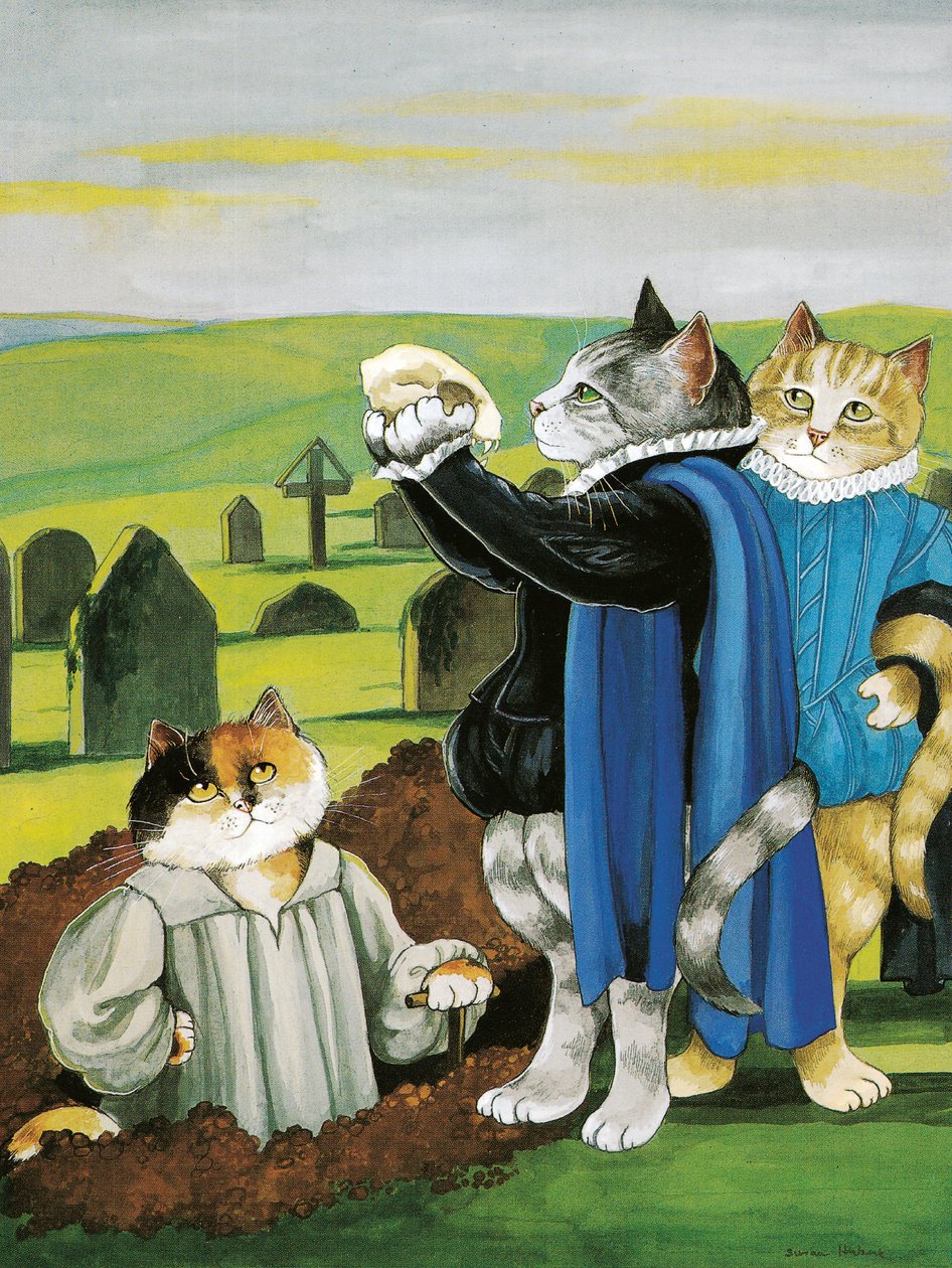 Ilustração de Shakespeare Cats: Livro de cartazes (pub. 2016) de Susan Herbert