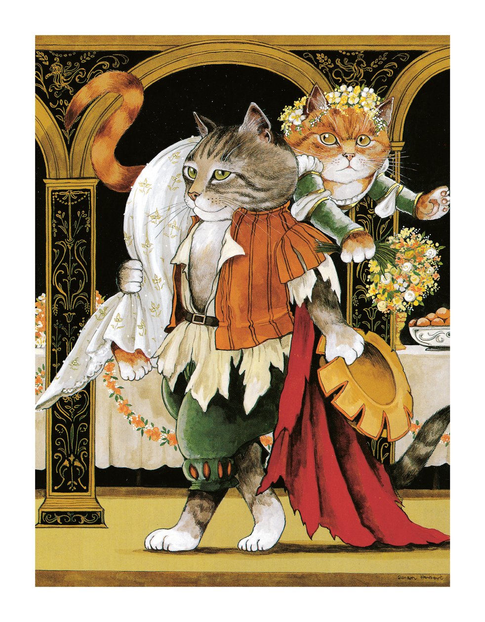 Ilustração de Shakespeare Cats: Livro de cartazes (pub. 2016) de Susan Herbert