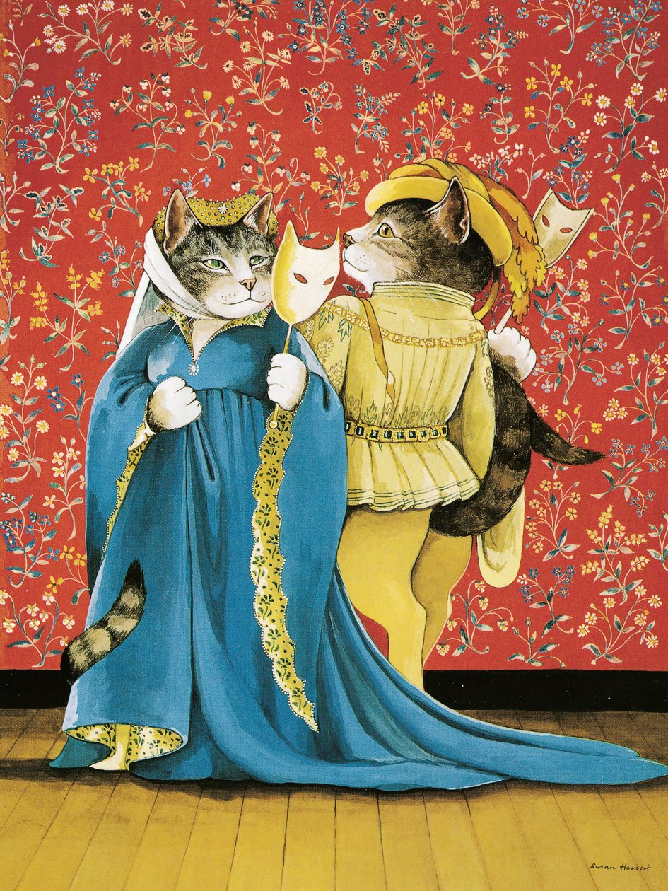 Ilustração de Shakespeare Cats: Livro de cartazes (pub. 2016) de Susan Herbert