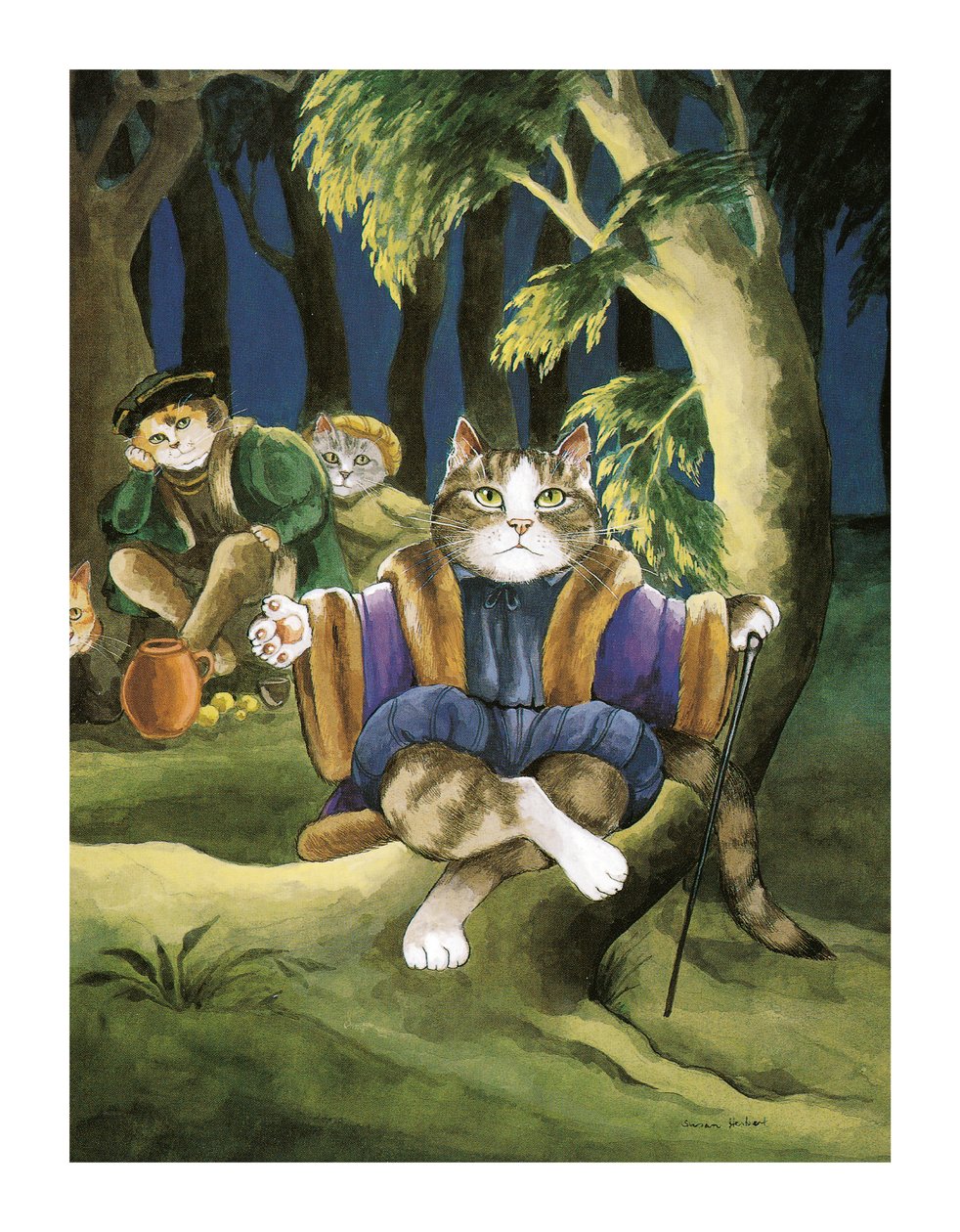 Ilustração de Shakespeare Cats: Livro de cartazes (pub. 2016) de Susan Herbert