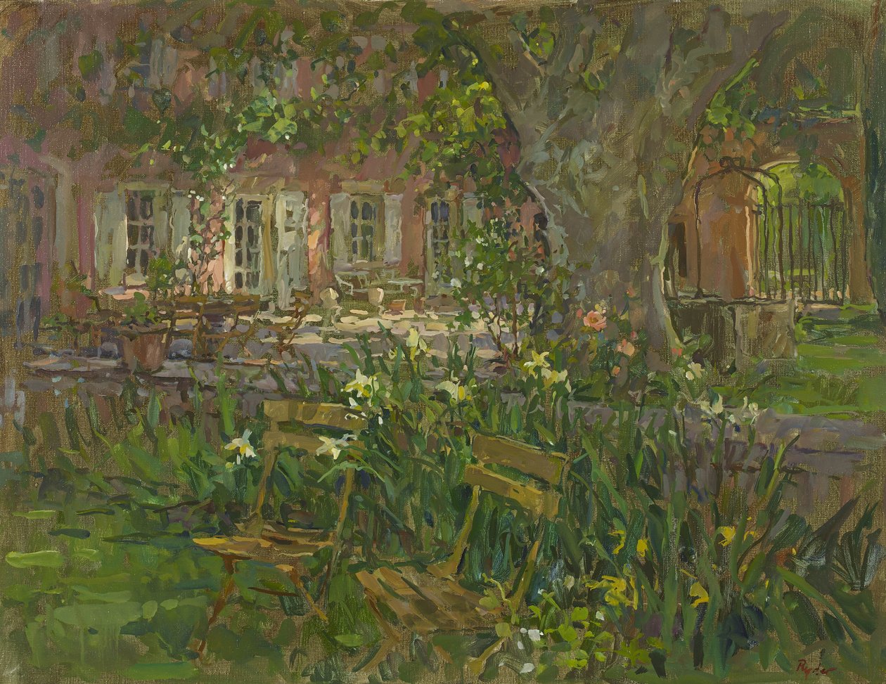 Terraço Provence com íris de Susan Ryder