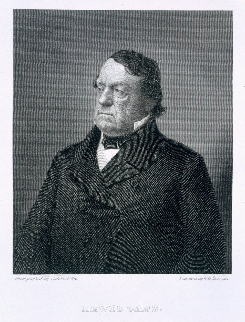 Lewis Cass, gravado por William G. Jackman (fl.c.1841-60) depois de uma fotografia de Sutton and Bro.