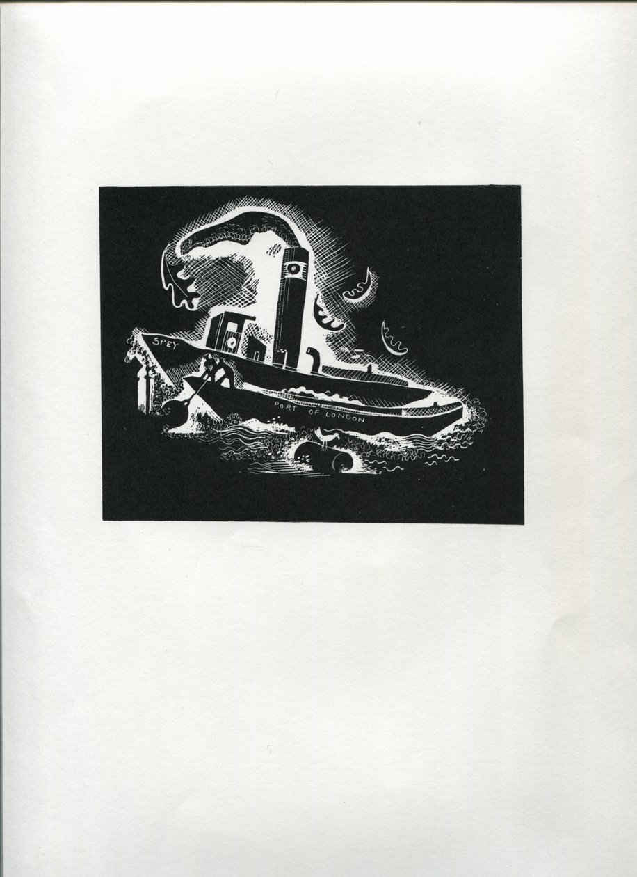Thames Boat (impressão em bloco de linhas) de Suzanne Cooper