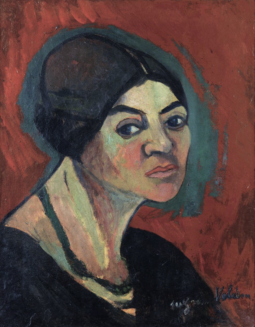 "Autoportrait" (Auto-retrato) Pintura de Suzanne Valadon (1865-1938) cerca de 1916 Colecção privada de Suzanne Valadon