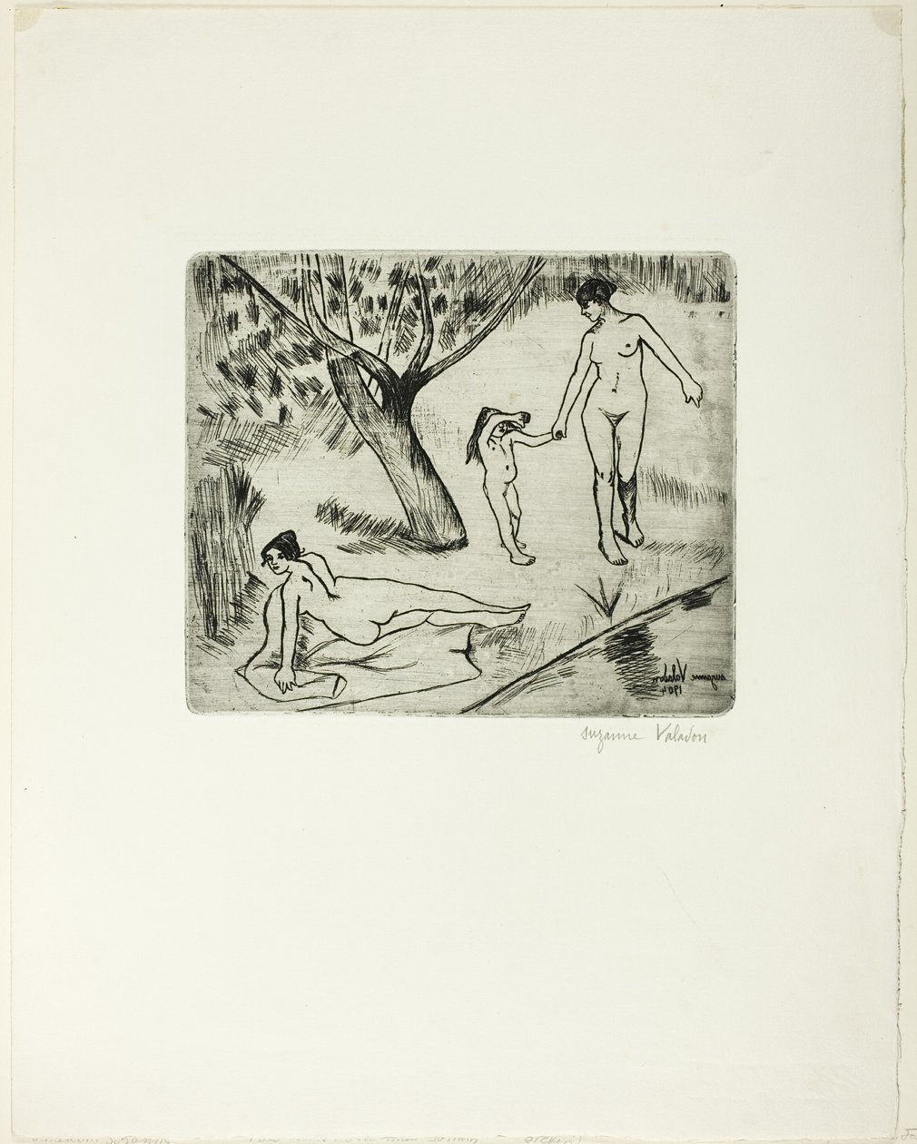 Mulher e criança à beira da água de Suzanne Valadon