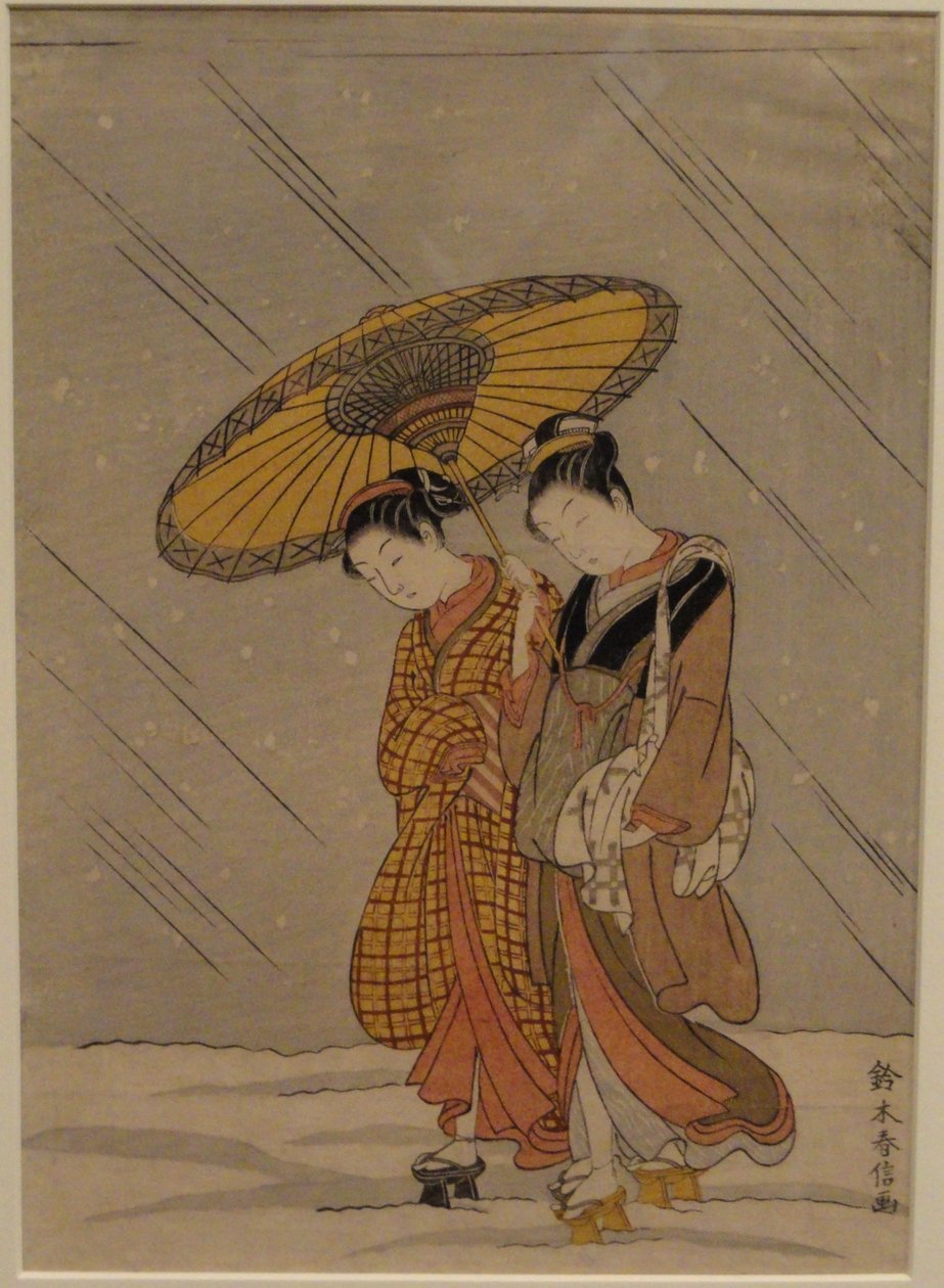 Par, em, um, snowstorm de Suzuki Harunobu