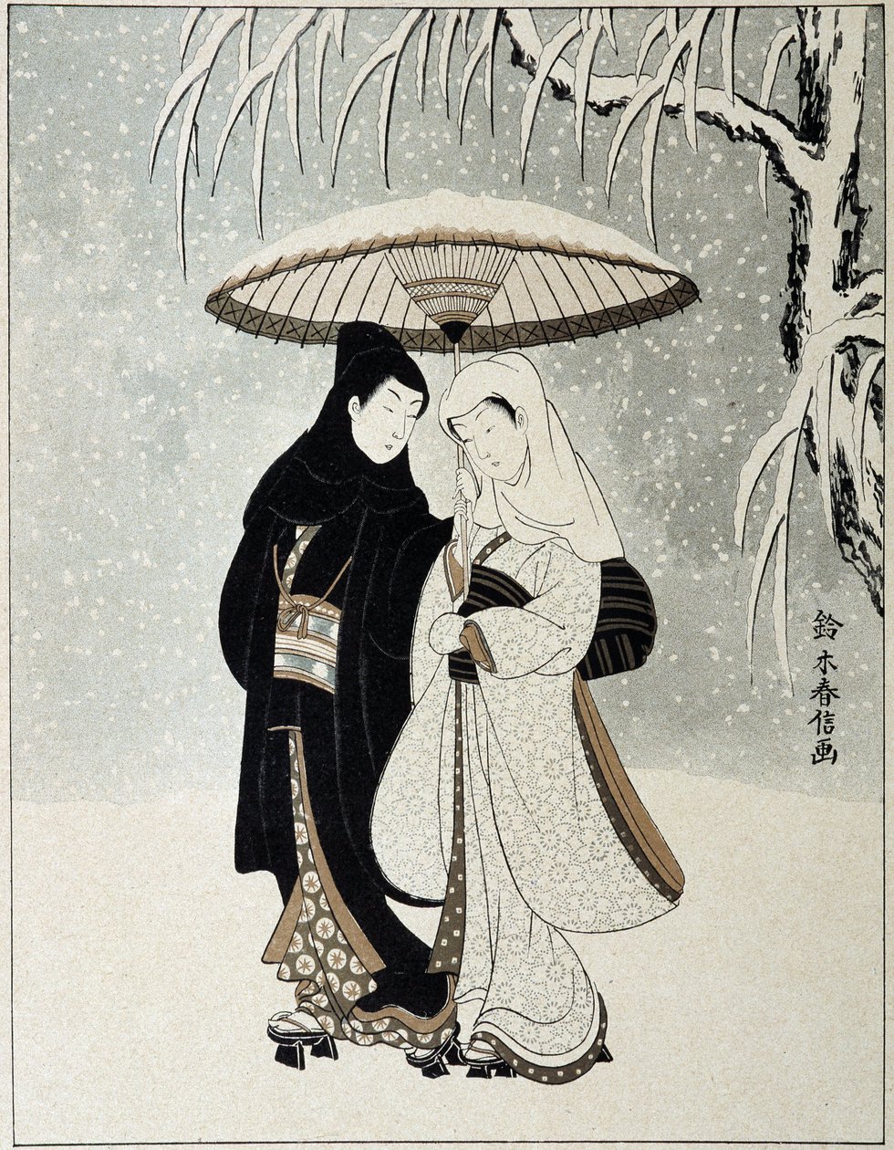 Jovem casal no "Artistic Japan de Suzuki (after) Harunobu