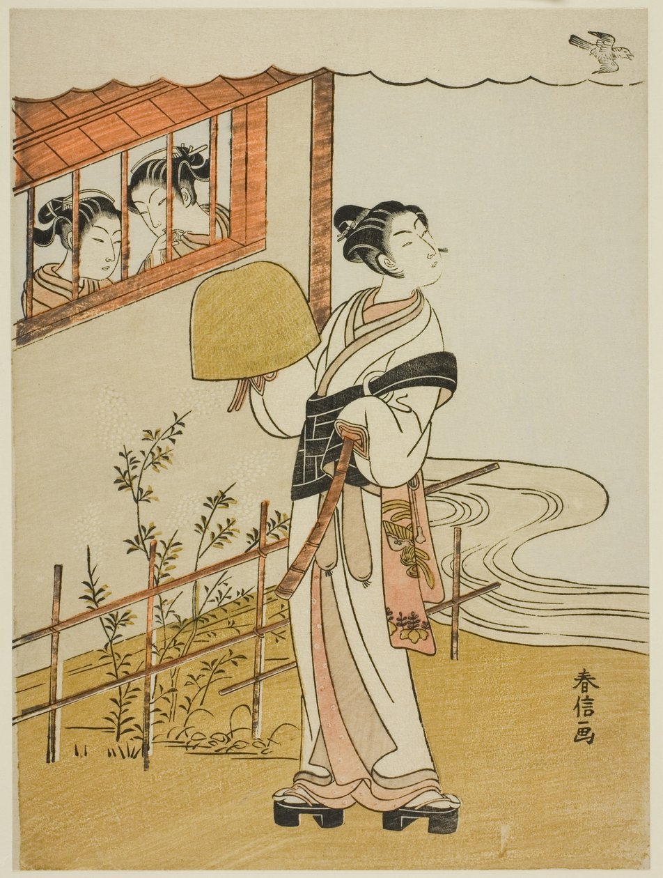 (Fac-símile) O Quarto Mês (Uzuki), da série "Versões Populares de Poetas Imortais em Quatro Estações (Fuzoku shiki kasen)" de Suzuki Harunobu