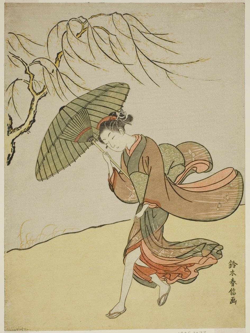 Um dia ventoso de Suzuki Harunobu