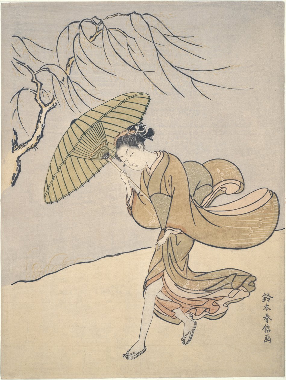 Um dia ventoso no Verão de Suzuki Harunobu