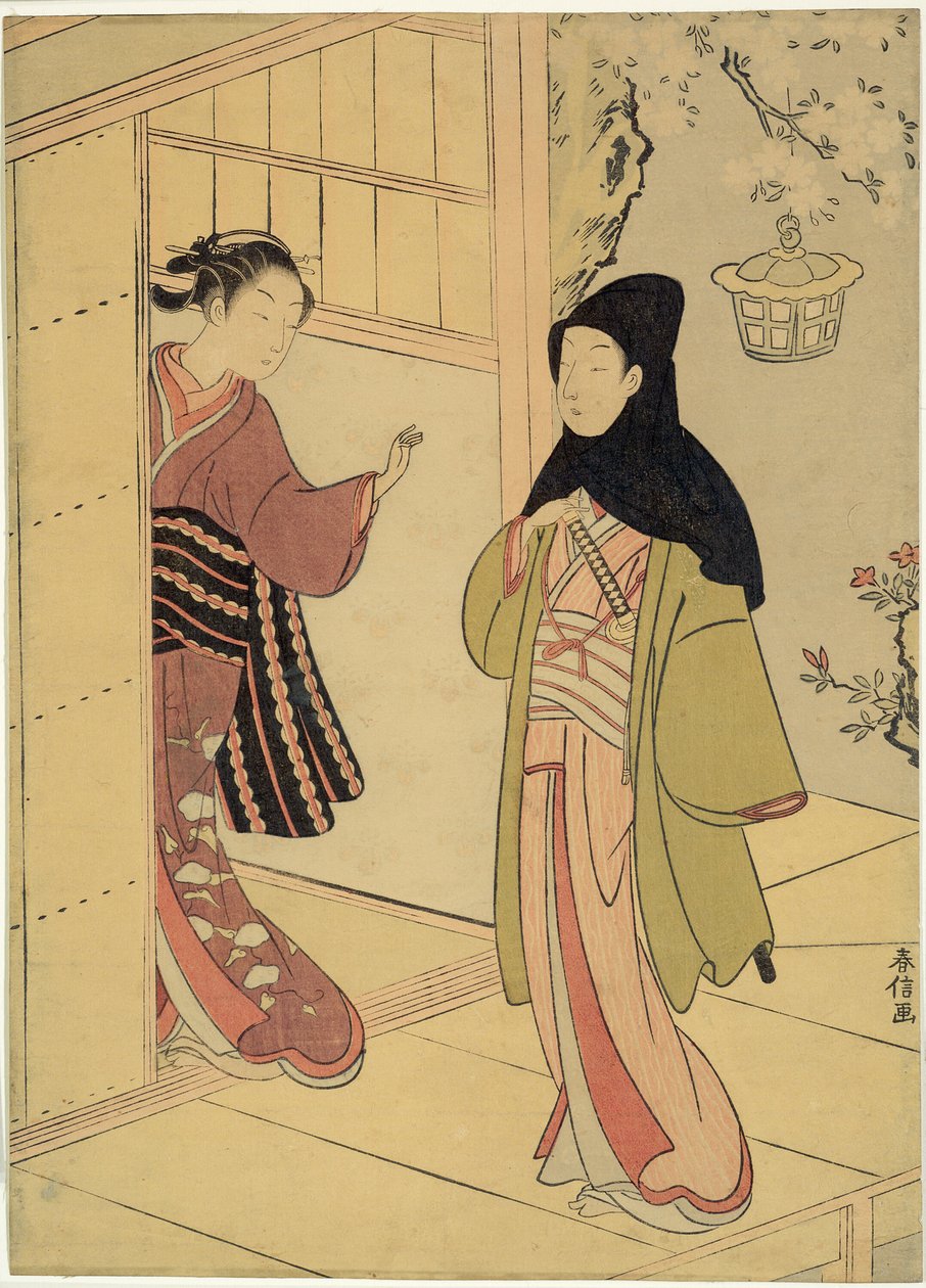 Uma visita noturna (uma paródia de Junidan Soshi) de Suzuki Harunobu
