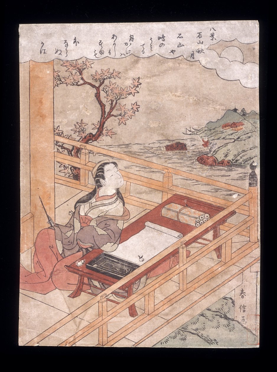 Lua de outono no templo Ishiyamadera de Suzuki Harunobu
