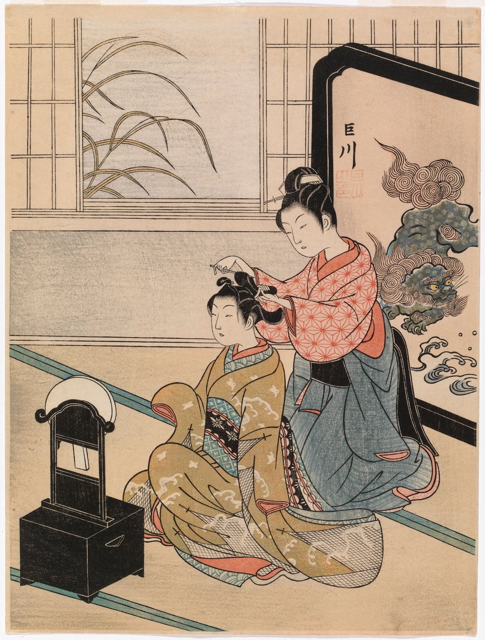 Lua de outono no espelho de Suzuki Harunobu