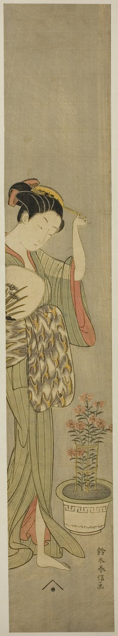 Beleza ajustando seu grampo de cabelo de Suzuki Harunobu