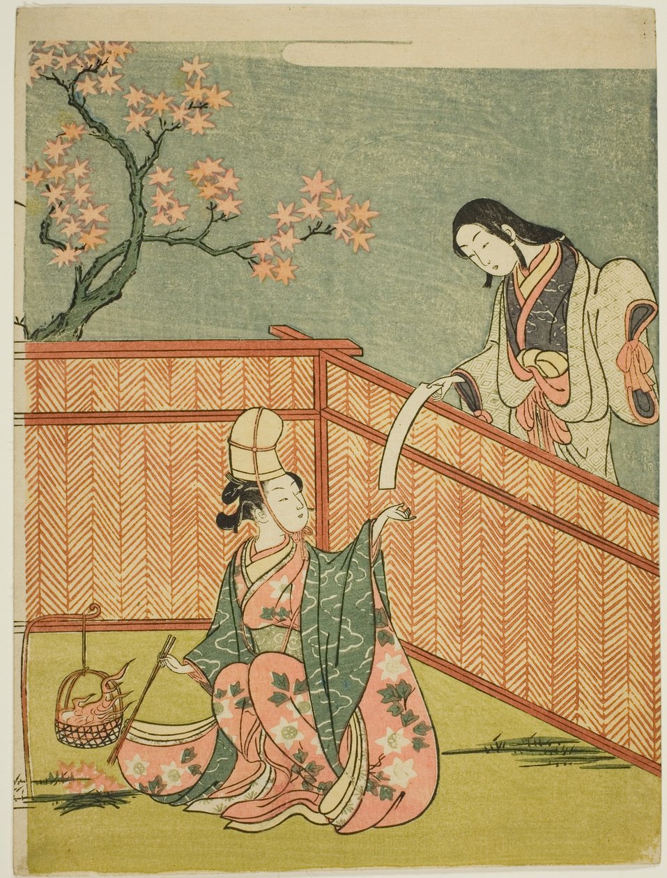 Queimando folhas de bordo de outono de Suzuki Harunobu