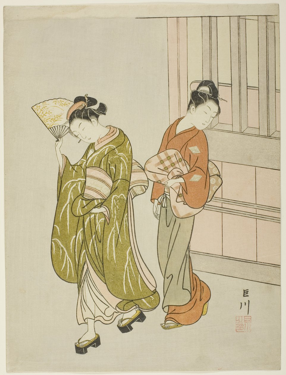Clearing Breeze from a Fan (Ogi no seiran), da série "Eight Views of the Parlor (Zashiki hakkei)" de Suzuki Harunobu