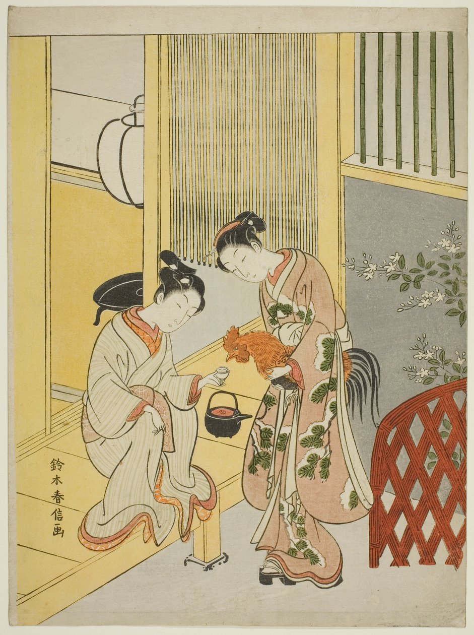 Atrasando o anúncio do amanhecer de Suzuki Harunobu